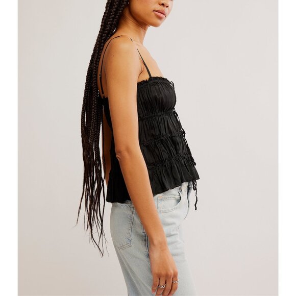 FREE PEOPLE Matilda Tie Tank / Black Combo - Picture 5 of 10